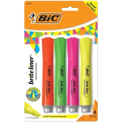 BIC Brite Liner Tank Highlighter, Chisel Tip, Assorted, 4/Pack (32318) Online