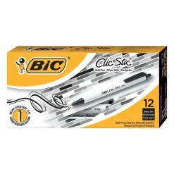 BIC Clic Stic Retractable Ballpoint Pen, Medium Point, Black Ink, 12/Case (CSM11-BLK) Outlet
