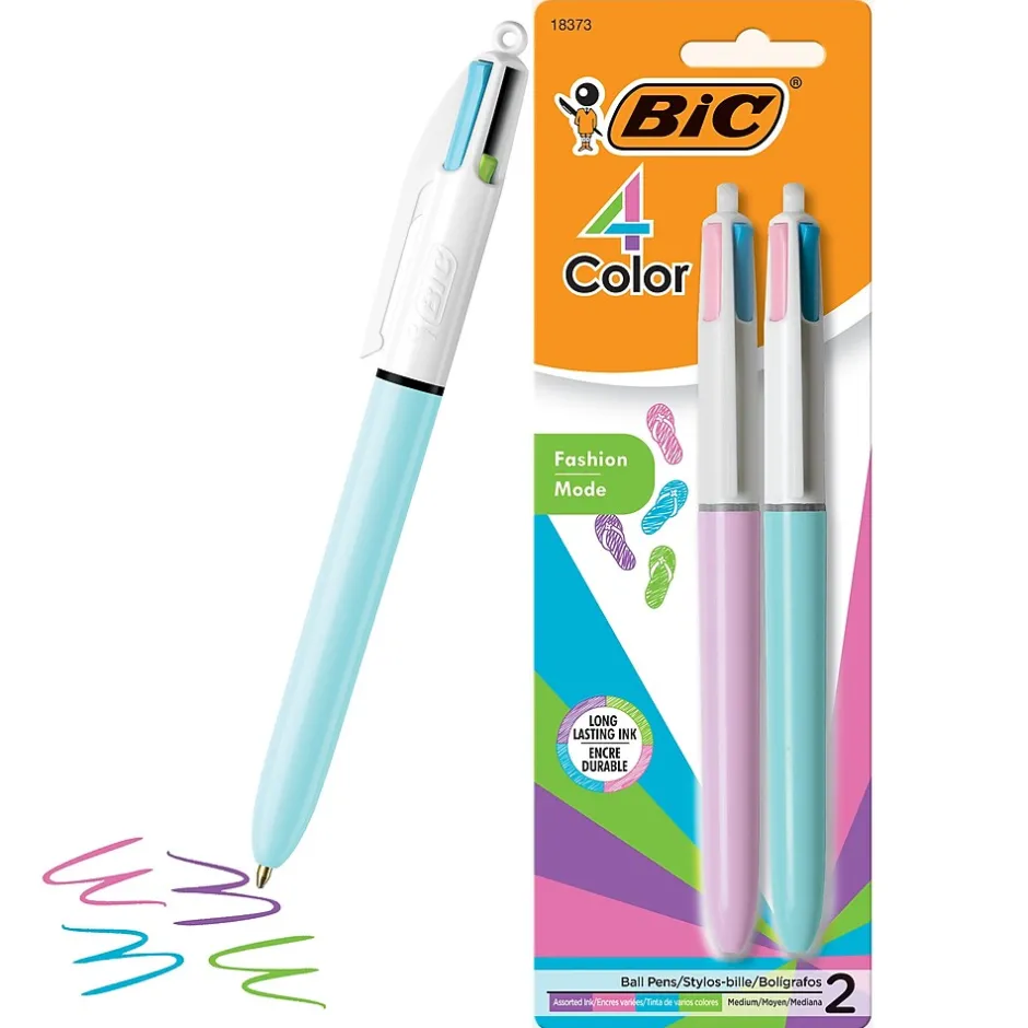 BIC 4-Color Ballpoint Retractable Pen, Medium Point, Assorted Ink, 2/Pk (AMP21AST) Best
