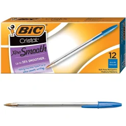 BIC Cristal Ballpoint Pens, Medium Point, Blue Ink, Dozen (10126/MS11BL) Discount