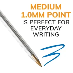 BIC Cristal Ballpoint Pens, Medium Point, Blue Ink, Dozen (10126/MS11BL) Discount