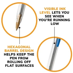 BIC Cristal Ballpoint Pens, Medium Point, Blue Ink, Dozen (10126/MS11BL) Discount