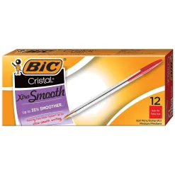 BIC Cristal Ballpoint Pens, Medium Point, Red Ink, Dozen (10128/MS11RD) Discount