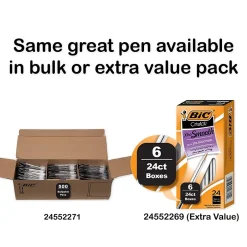 BIC Cristal Xtra Smooth Ballpoint Penss, Medium Point, 0.1mm, Black Ink, Dozen (MS11BK) New