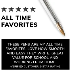 BIC Cristal Xtra Smooth Ballpoint Penss, Medium Point, 0.1mm, Black Ink, Dozen (MS11BK) New