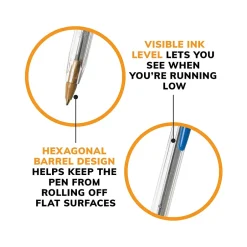 BIC Cristal Xtra Smooth Ballpoint Pen, Medium Point, Blue Ink, 24/Box, 6 Boxes/Pack (MS144E-BLU) Clearance