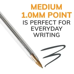 BIC Cristal Xtra Smooth Ballpoint Pen, Medium Point, Black Ink, 24/Box, 6 Boxes/Pack (MS144E-BLK) Discount