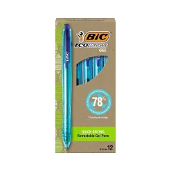 BIC ECOlutions Retractable Gel Pen, Medium Point, 1.0 mm, Blue Ink, 12/Pack (RGLE11-BLU) Best