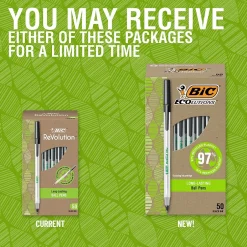 BIC Ecolutions Round Stic Ballpoint Pens, Medium Point, Black Ink, 50/Pack (GSME509-BLK) Discount
