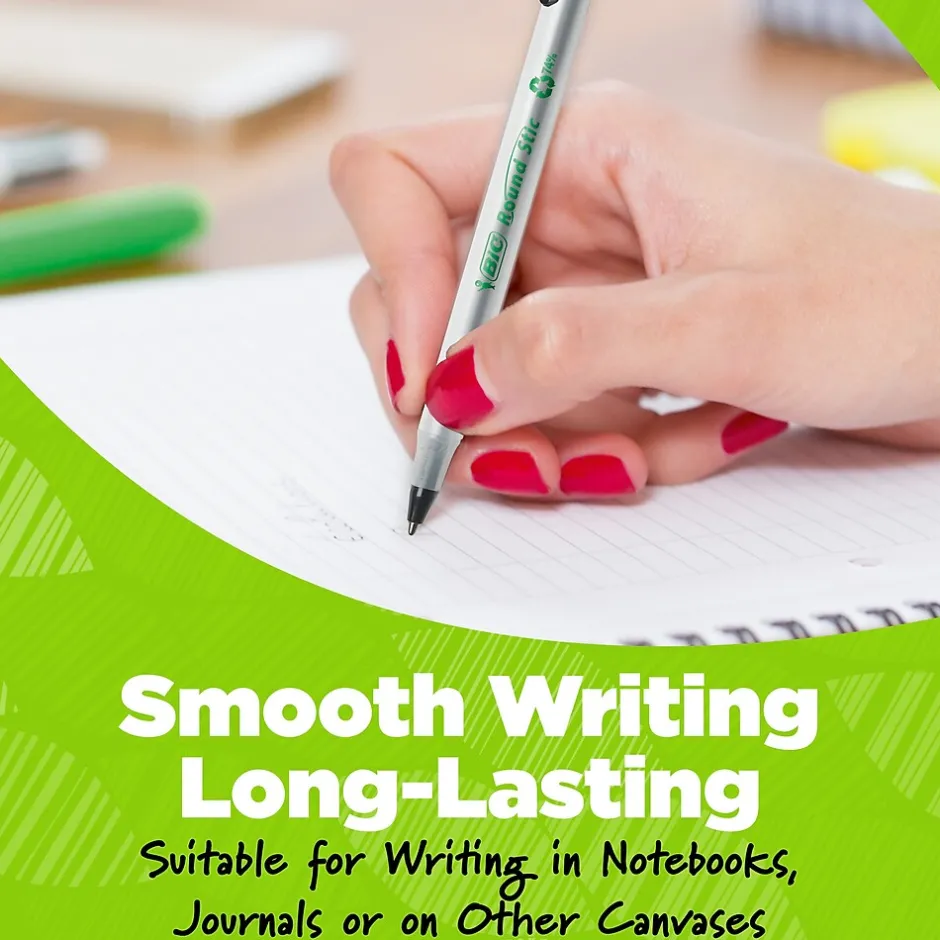 BIC Ecolutions Round Stic Ballpoint Pens, Medium Point, Black Ink, 50/Pack (GSME509-BLK) Discount