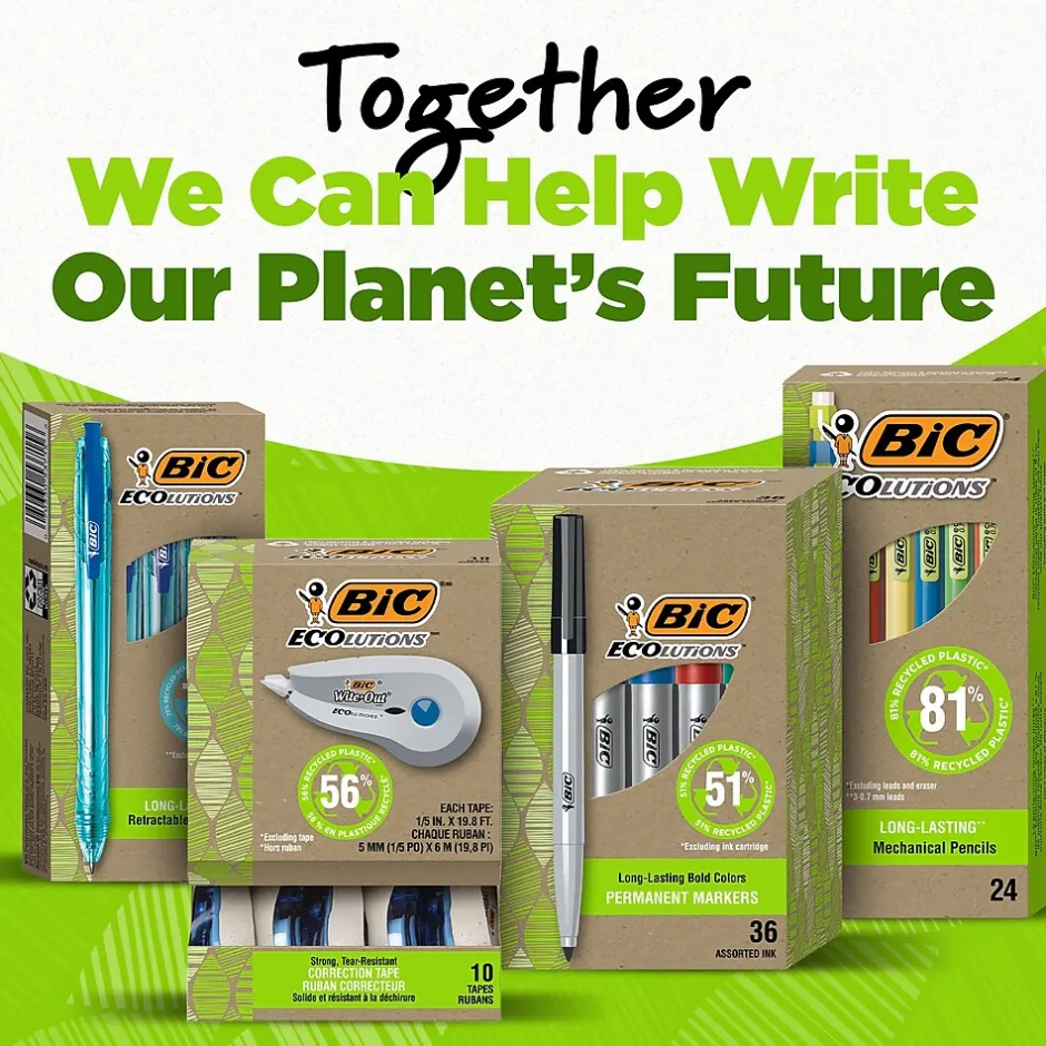 BIC Ecolutions Round Stic Ballpoint Pens, Medium Point, Black Ink, 50/Pack (GSME509-BLK) Discount