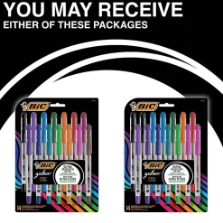 BIC Gel-ocity Stic Gel Pens, Medium Point, 0.7 mm, Assorted Colors, 14/Pack (RGSMP14-AST) New