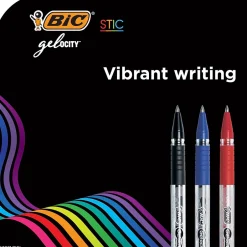 BIC Gel-ocity Stic Gel Pens, Medium Point, 0.7 mm, Assorted Colors, 14/Pack (RGSMP14-AST) New