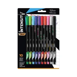 BIC Intensity Fineliner Felt Pens, Fine Point, Assorted Inks, 10/Pack (FPINFAP10-AST) Clearance