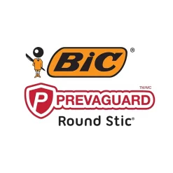 BIC Prevaguard Round Stic Ballpoint Pen, Medium Point, Black Ink, 8/Pack (GSAMP81-BLK) New