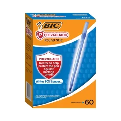 BIC PrevaGuard Round Stic Ballpoint Pen, Medium Point, Blue Ink, 60/Pack (GSAM60-BLU) Clearance