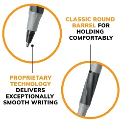BIC Round Stic Grip Xtra Comfort Ballpoint Pens, Fine Point, 0.8mm, Black Ink, Dozen (13902) Discount