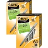 BIC Round Stic Xtra Life Ballpoint Pens, Medium Point, Black, 60/Pack, 2 Packs (GSM609BK-2) Clearance