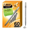 BIC Round Stic Xtra-Life Ballpoint Pens, Medium Point, 1.0mm, Black Ink, 60/Pack (GSM609-BLK) Best