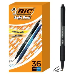BIC Soft Feel Retractable Ballpoint Pen, Medium Point, 1.0mm, Assorted Ink, 36 Pack (SCSM361-AST) Hot