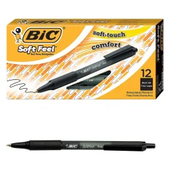 BIC Soft Feel Retractable Ballpoint Pens, Medium Point, 1.0mm, Black Ink, Dozen (SCSM11BLK) Hot