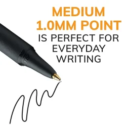 BIC Soft Feel Retractable Ballpoint Pens, Medium Point, 1.0mm, Black Ink, Dozen (SCSM11BLK) Hot