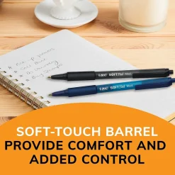 BIC Soft Feel Retractable Ballpoint Pens, Medium Point, Blue Ink, Dozen (SCSM11BLU) New