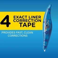 BIC Wite-Out Exact Liner Correction Tape, White, 4/Pack (WOELP418) New