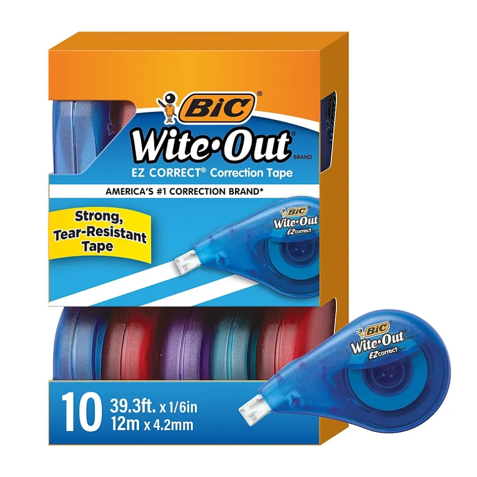 BIC Wite-Out EZ Correct Correction Tape, White, 10/Pack (50790) New