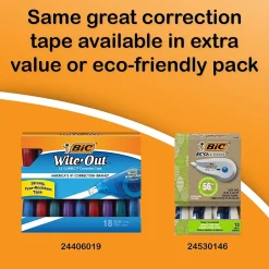 BIC Wite-Out EZ Correct Correction Tape, White, 10/Pack (50790) New