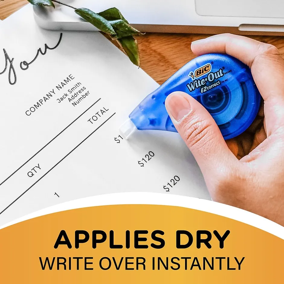 BIC Wite-Out EZ Correct Correction Tape, White, 10/Pack (50790) New