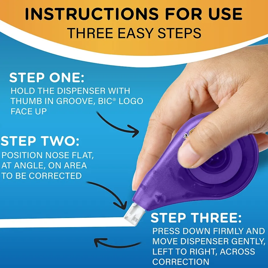 BIC Wite-Out EZ Correct Correction Tape, White, 10/Pack (50790) New