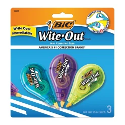BIC Wite-Out Mini Correction Tape, White, 3/Pack (WOTMP31-WHI) Clearance
