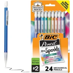 BIC Xtra Sparkle Mechanical Pencils, 0.7mm, #2 Hard Lead, 24/Pack (MPLP241-BLK) Outlet