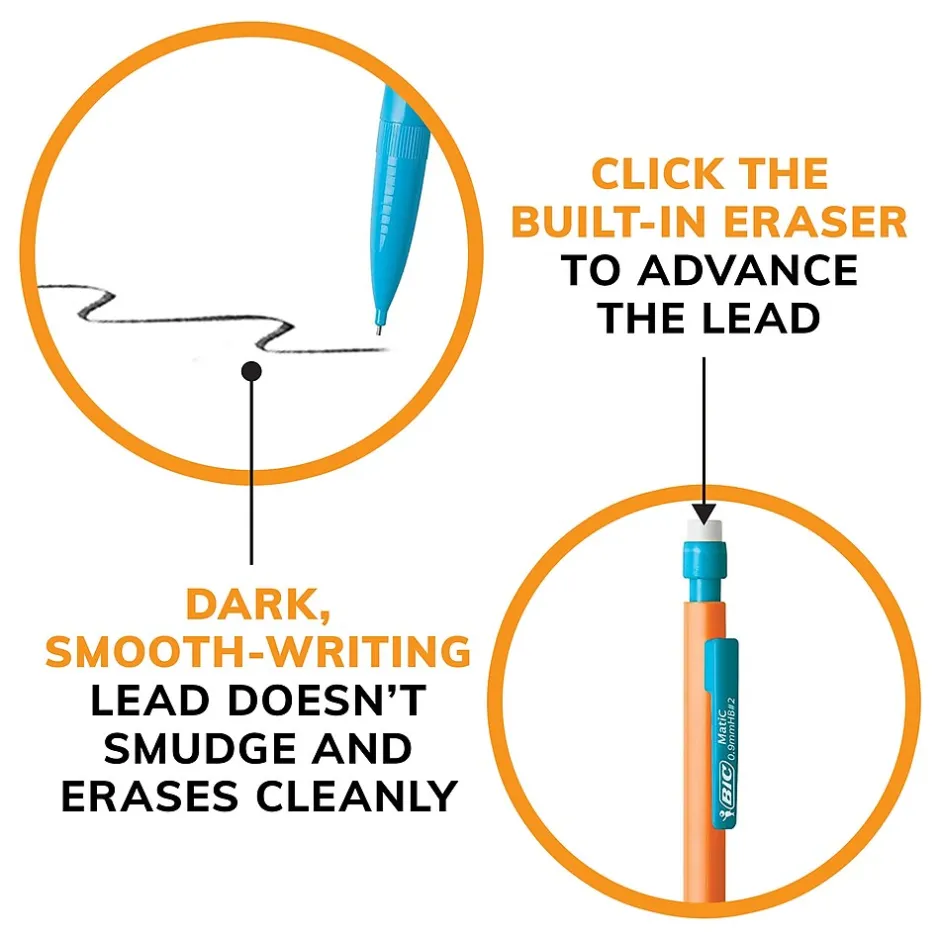 BIC Xtra Strong Mechanical Pencils, 0.9mm, #2 Hard Lead, 24/Pack (MPLWP241-BLK) Sale