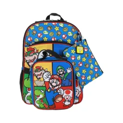 Backpacks<Bioworld Kids' 5-Piece Super Mario Backpack Set, Medium, Multicolor (B1B1MKLSMBSB00)