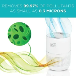 Air Purifiers<Black & Decker HEPA Tabletop Air Purifier, 3-Speed, White (BAPT01)