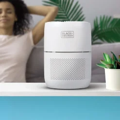 Air Purifiers<Black & Decker HEPA Tabletop Air Purifier, 3-Speed, White (BAPT01)