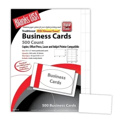 Best Blanks/USA® 3 1/2" x 2" 80 lbs. Micro-Perforated Smooth Business Card, White, 500/Pack Business Cards