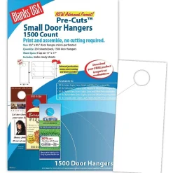 Clearance Blanks/USA® 3.67" x 8 1/2" 80 lbs. Digital Gloss Cover Door Hanger, White, 250/Pack Business Cards