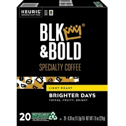 Keurig K-Cups<BLK & Bold Brighter Days Coffee Keurig K-Cup Pod, Light Roast, 80/Carton (5000372406CT)