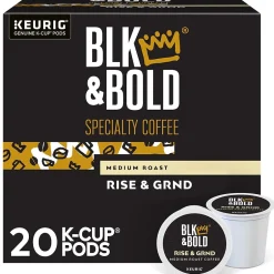 Keurig K-Cups<BLK & Bold Rise & GRND Coffee Keurig® K-Cup® Pods, Medium Roast, 20/Box (OKB90055)