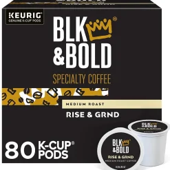Keurig K-Cups<BLK & Bold Rise & GRND Coffee Keurig® K-Cup® Pods, Medium Roast, 80/Carton (OKB90055CT)