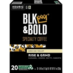 Keurig K-Cups<BLK & Bold Rise & GRND Coffee Keurig® K-Cup® Pods, Medium Roast, 80/Carton (OKB90055CT)