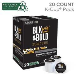 Keurig K-Cups<BLK & Bold Smoove Operator Coffee Keurig® K-Cup® Pods, Dark Roast, 20/Box ( OKB90056 )