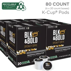 Keurig K-Cups<BLK & Bold Smoove Operator Coffee Keurig® K-Cup® Pods, Dark Roast, 80/Carton (OKB90056CT)