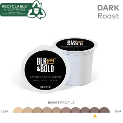 Keurig K-Cups<BLK & Bold Smoove Operator Coffee Keurig® K-Cup® Pods, Dark Roast, 80/Carton (OKB90056CT)