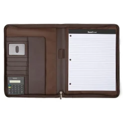 Bond Street Faux Leather Padfolio with Zipper Closure, Brown (WRC5043BS-BROWN)