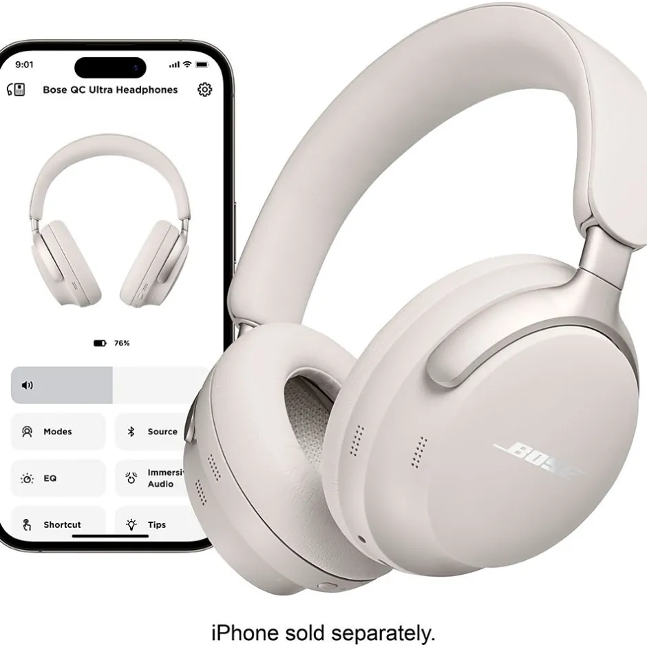 Headphones<Bose QuietComfort Ultra Wireless Noise Cancelling Over-the-Ear Headphones, White Smoke (880066-0200) White-Smoke