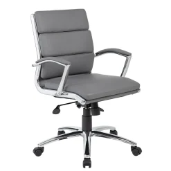 BOSS® Caresoft Plus Executive Series Mid Back Executive Chair with Metal Chrome Finish, Grey (B9476-GY) Office Chairs
